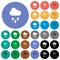 Rainy weather round flat multi colored icons