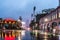 Rainy wet lansdowne street in boston massachusetts