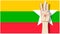 Raise 3 fingers.Demand democracy  Myanmar.Banner modern Idea and Concept