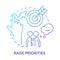 Raise priorities blue gradient concept icon