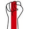Raised fist flag of belarus, hand. Fist shape color of belarus flag. Patriotic demonstration, rebel, protest, fighting for human
