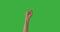 Raised fist of woman over green screen