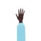 Raised hand of african american person, flat vector illustration isolated.