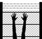 Raised hands and barbed wire prison boundary, vector