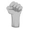 Raised up clenched male fist icon monochrome