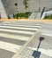 A raised Zebra Crossing point. Traffic calming measure