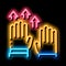 raising hands neon glow icon illustration