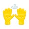 Raising Hands Sign Emoji Icon Illustration. Gesture Vector Symbol Emoticon Design Clip Art Sign Comic Style.