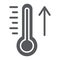 Raising the temperature glyph icon, weather and climate, thermometer sign, vector graphics, a solid pattern on a white