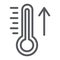 Raising the temperature line icon, weather and climate, thermometer sign, vector graphics, a linear pattern on a white