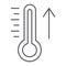 Raising the temperature thin line icon, weather and climate, thermometer sign, vector graphics, a linear pattern on a