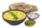 Rajasthani And Gujarati Traditional Cuisine Kadhi or Bajra Roti on White Background