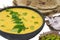 Rajasthani And Gujarati Traditional Cuisine Kadhi or Bajra Roti on White Background