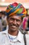A Rajasthani man wearing traditiona colorful turban