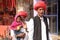 Rajasthani men wearing traditional red turban in the sacred town of Pushkar, India