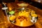 Rajasthani traditional Cuisine Dal Baati thali \\\'Lentils with hard wheat rolls\\\' also Known as Dal Bati or Daal Baati Choorma on