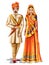 Rajasthani wedding couple in traditional costume of Rajasthan, India