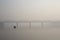 Rajghat bridge on river Ganges at sunrise. Also known as the Mal