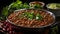 Rajma garnishing with coriander leaf in black kadhai generative AI