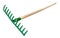 rake with tines pointing up with handle isolated