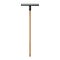 Rake on white background isolated. Metal rake with wooden hand in style flat. Garden tool