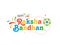 Rakhi with colorful text Raksha Bandhan, Indian brother and sister festival Raksha Bandhan concept.