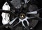 RALEIGH,NC/USA - 09-04-2019: Closeup of a Lamborghini sports car wheel and tire, with the bull logo in the center
