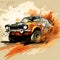 rally car with paint and dust effect, generative ai