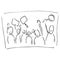 Rally of people. Cartoon crowd of people with blank posters and banners. Meeting with posters. Vector illustration. Simple hand dr