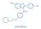 Raloxifene osteoporosis drug molecule. Used in treatment and prevention of osteoporosis in postmenopausal women. Also used to.