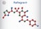 Raltegravir, RAL molecule. It is antiretroviral medication, used to treat HIV, AIDS. Molecule model. Sheet of paper in a cage