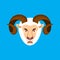 Ram angry face. Sheep evil emoji. Farm animal aggressive. Vector