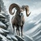 Ram Bighorn Winter Wilderness Sheep Wildlife Snowy Rocky Mountains Canada AI Generated