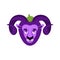 Ram Eggplant. Purple farm animal. Vector illustration