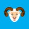 Ram happy face emotion avatar. Sheep merryl emoji. Farm animal.