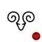 Ram simple line stylized icon. Taurus logo. Mountain goat linear sign.