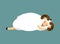 Ram sleeping. Sheep asleep emoji. Farm animal Vector illustration