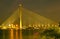 The Rama eight bridge at night in Bangkok