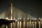 Rama VIII Bridge at night in Bangkok