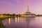 Rama9 public park and pavilion after sunset with twilight tone