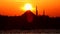 Ramadan background footage. Silhouette of Suleymaniye Mosque at sunset