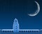 Ramadan background mosque and half moon