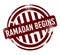 Ramadan begins - red round grunge button, stamp