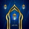 Ramadan blue background with golden traditional lantern vector