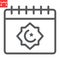 Ramadan calendar line icon, happy ramadan and religion, islamic calendar vector icon, vector graphics, editable stroke