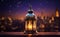Ramadan celebration an enchanting backdrop with an intricate Arabic lantern