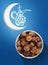 Ramadan Fasting Dates with Crescent on Blue
