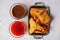 Ramadan fasting tasty samosa with sauces