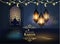 Ramadan hanging shiny lanterns poster