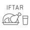 Ramadan iftar thin line icon, ramadan and islam, muslim food sign, vector graphics, a linear pattern on a white